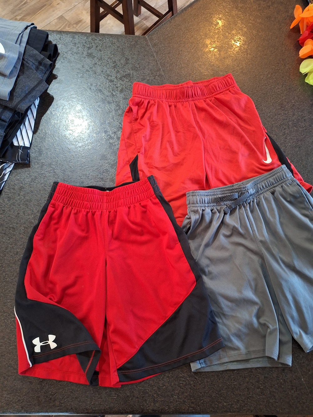 Under Armour Kids Red, Gray & Black Athletic Shorts Trio